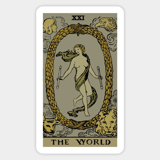 The World Tarot Card Sticker by VintageArtwork